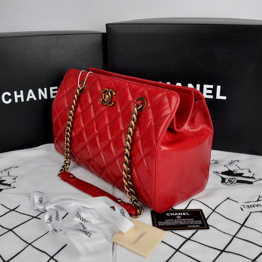 Chanel Perfect Edge Original Shiny Calf Leather Shoulder Bag A67030 Red