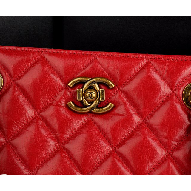 Chanel Perfect Edge Original Shiny Calf Leather Shoulder Bag A67030 Red