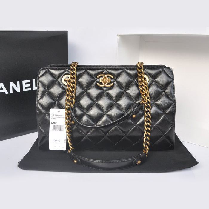 Chanel Perfect Edge Shiny Calf Leather Shoulder Bag A37010 Black