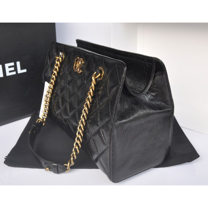 Chanel Perfect Edge Shiny Calf Leather Shoulder Bag A37010 Black