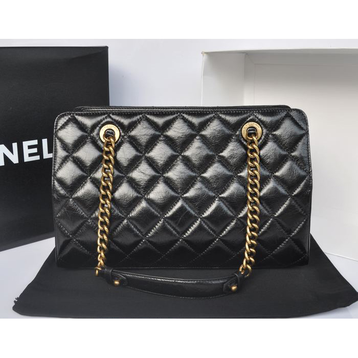 Chanel Perfect Edge Shiny Calf Leather Shoulder Bag A37010 Black