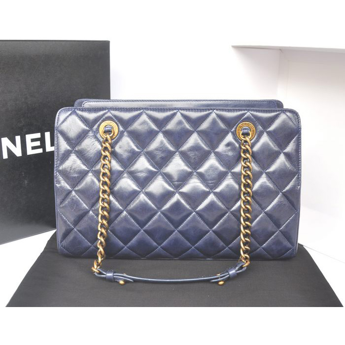 Chanel Perfect Edge Shiny Calf Leather Shoulder Bag A37010 Blue