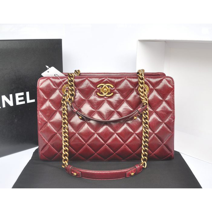 Chanel Perfect Edge Shiny Calf Leather Shoulder Bag A37010 Burgundy