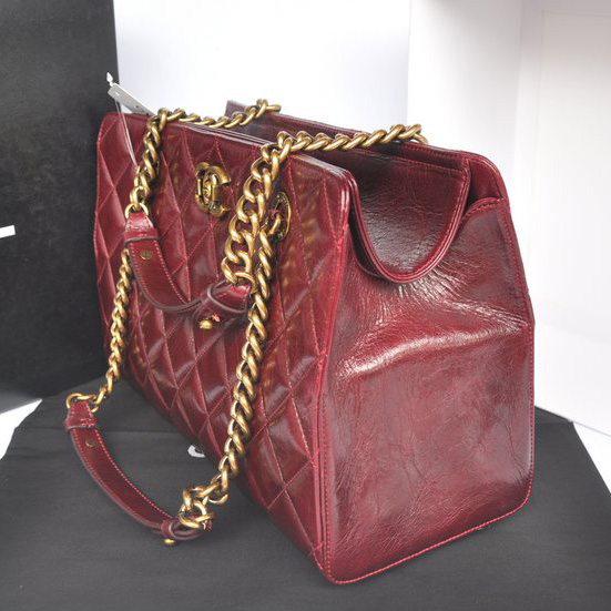 Chanel Perfect Edge Shiny Calf Leather Shoulder Bag A37010 Burgundy