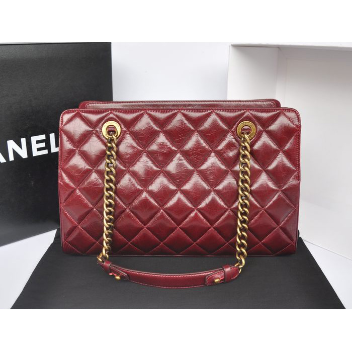 Chanel Perfect Edge Shiny Calf Leather Shoulder Bag A37010 Burgundy