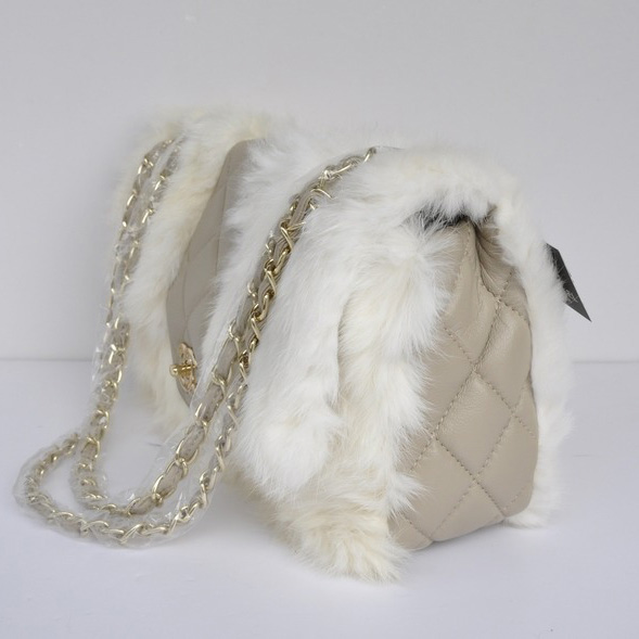 Chanel Rabbit Hair Flap Bag A49155 OffWhite