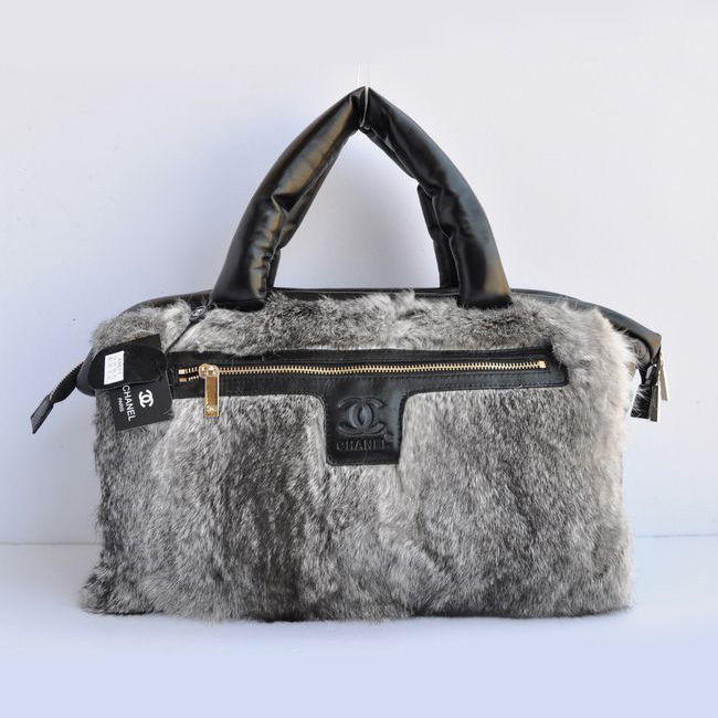 Chanel Rabbit Hair Flap Bag A49671 Grey