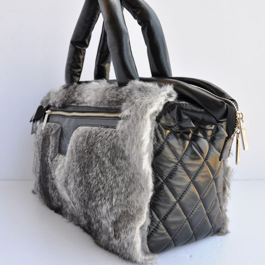 Chanel Rabbit Hair Flap Bag A49671 Grey