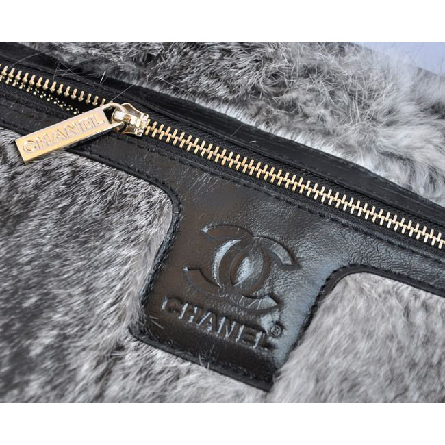 Chanel Rabbit Hair Flap Bag A49671 Grey