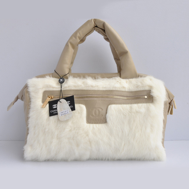 Chanel Rabbit Hair Flap Bag A49671 OffWhite