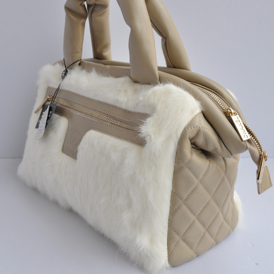 Chanel Rabbit Hair Flap Bag A49671 OffWhite