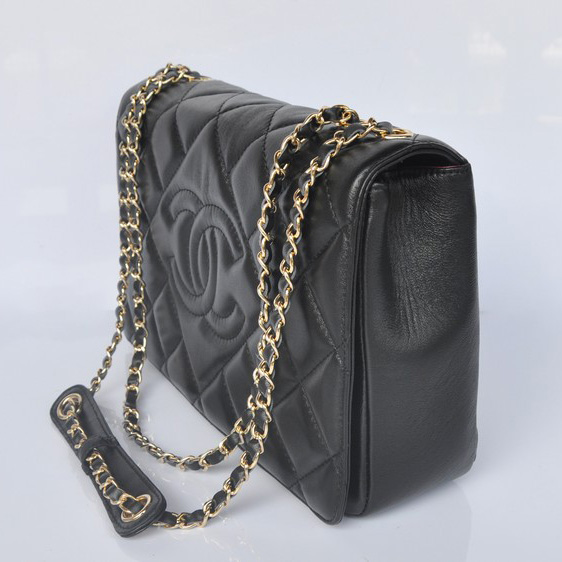 Chanel Sheepskin Leather Flap Shoulder Bag A67748 Black