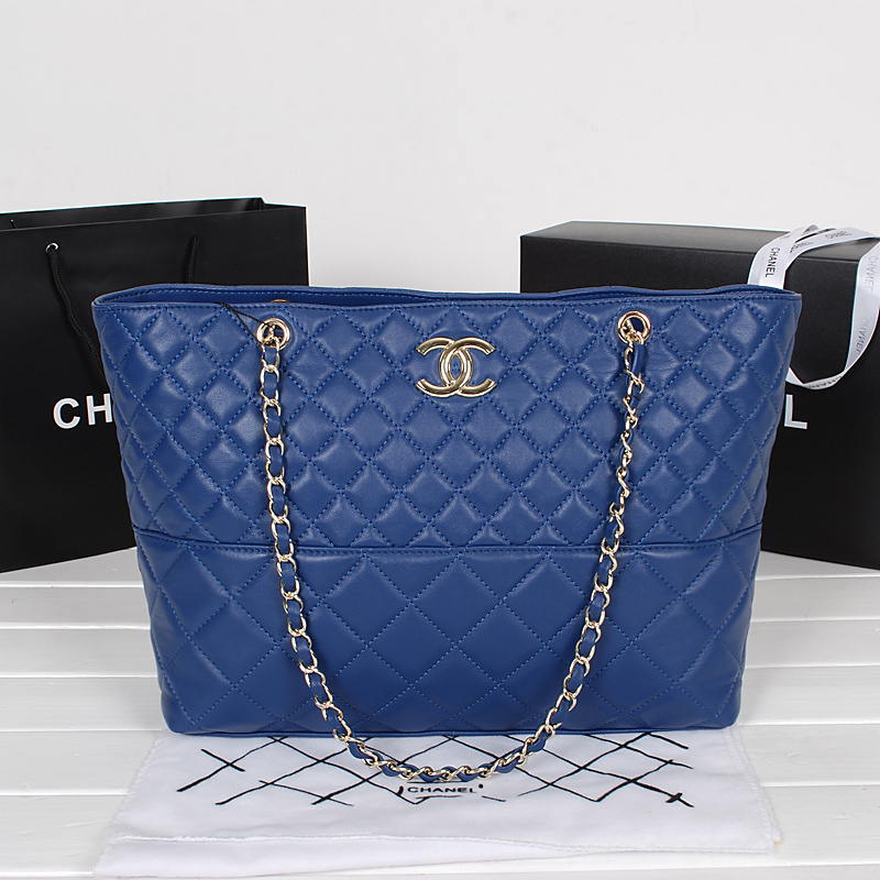 Chanel Sheepskin Leather Shoulder Bag A76600 Blue