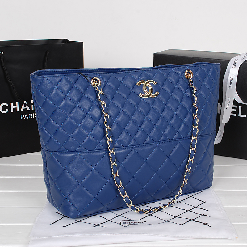 Chanel Sheepskin Leather Shoulder Bag A76600 Blue