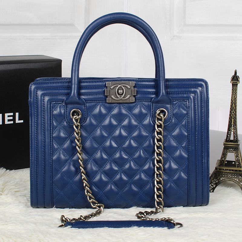 Chanel Sheepskin Leather Two Handle Bag A2234 Royal blue