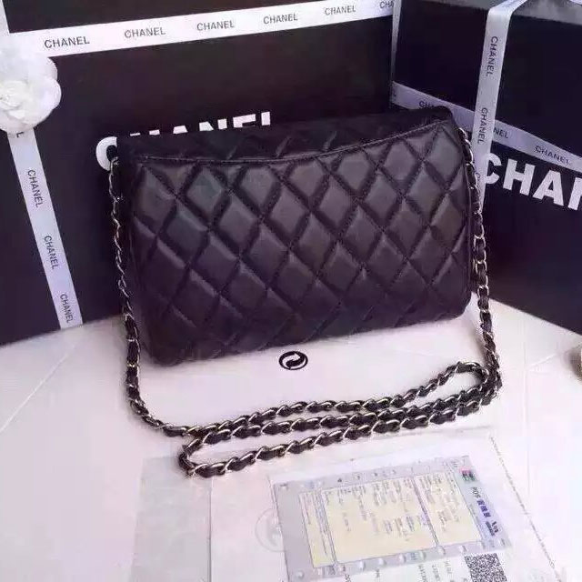 Chanel Sheppskin Leather Flap Shoulder Bag A68020 Black