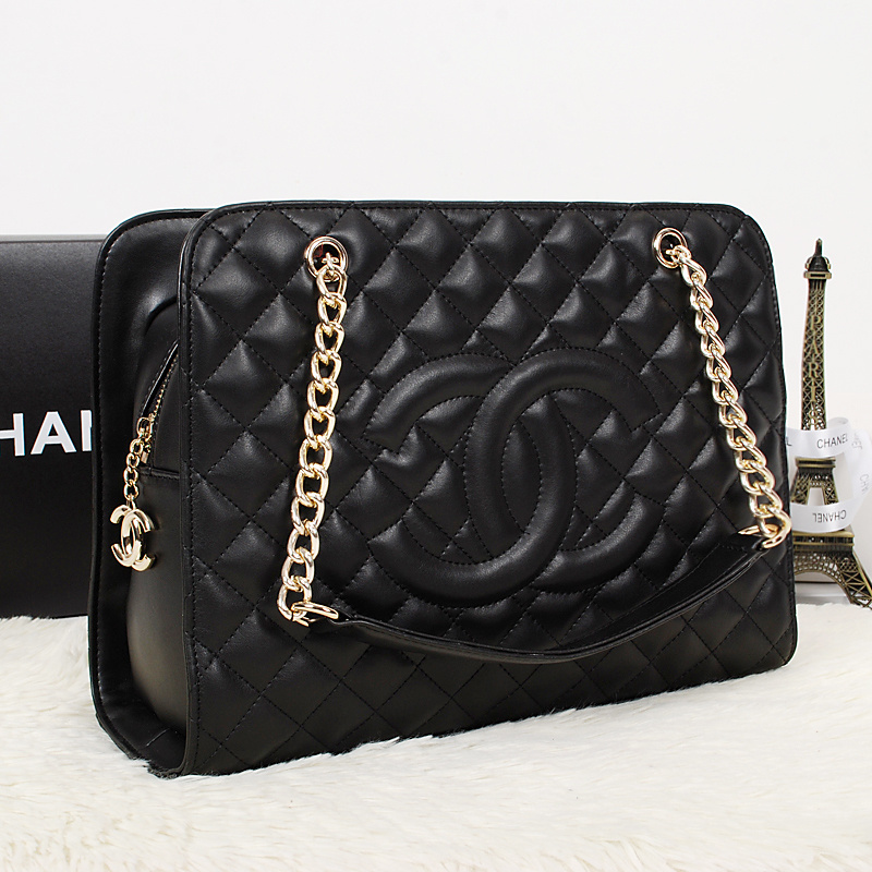 Chanel Shopping Bag Calfskin Leather A52248 Black