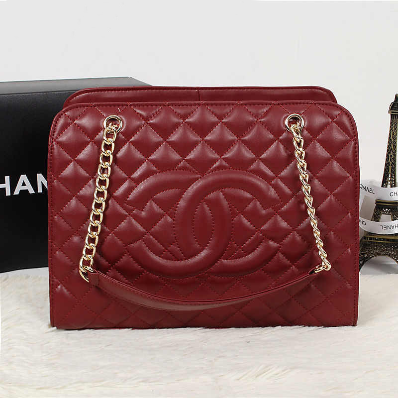 Chanel Shopping Bag Calfskin Leather A52248 Burgundy