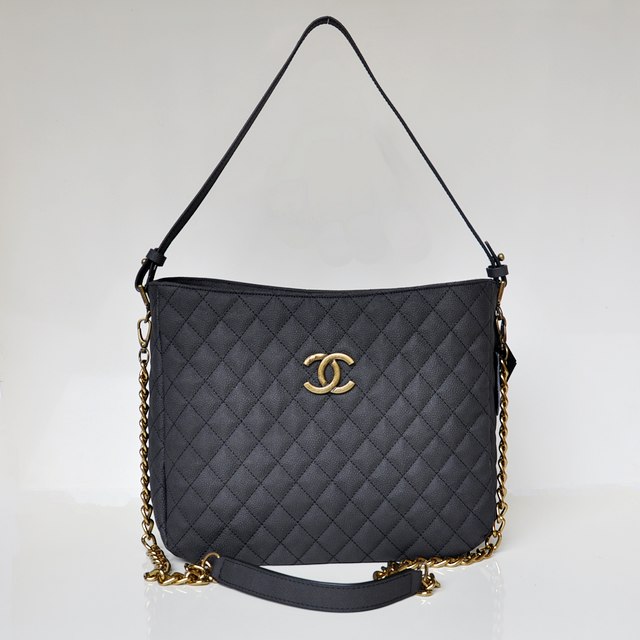 Chanel Shopping Bag Cannage Pattern Nubuck Leather A69095 Black