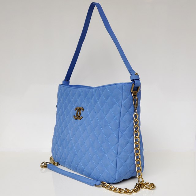 Chanel Shopping Bag Cannage Pattern Nubuck Leather A69095 Blue