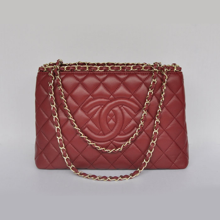 Chanel Shopping Bag Sheepskin Leather A30177 Claret