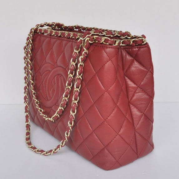 Chanel Shopping Bag Sheepskin Leather A30177 Claret