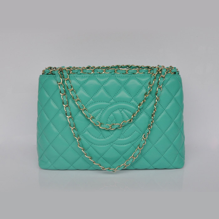 Chanel Shopping Bag Sheepskin Leather A30177 Lake green