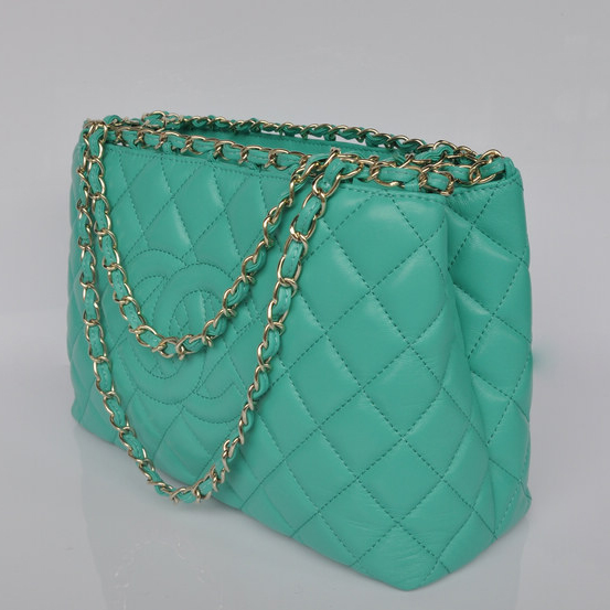 Chanel Shopping Bag Sheepskin Leather A30177 Lake green