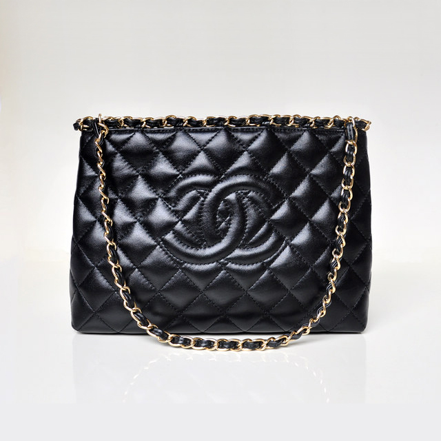 Chanel Shopping Bag Sheepskin Leather A50496 Black