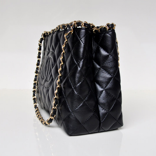 Chanel Shopping Bag Sheepskin Leather A50496 Black