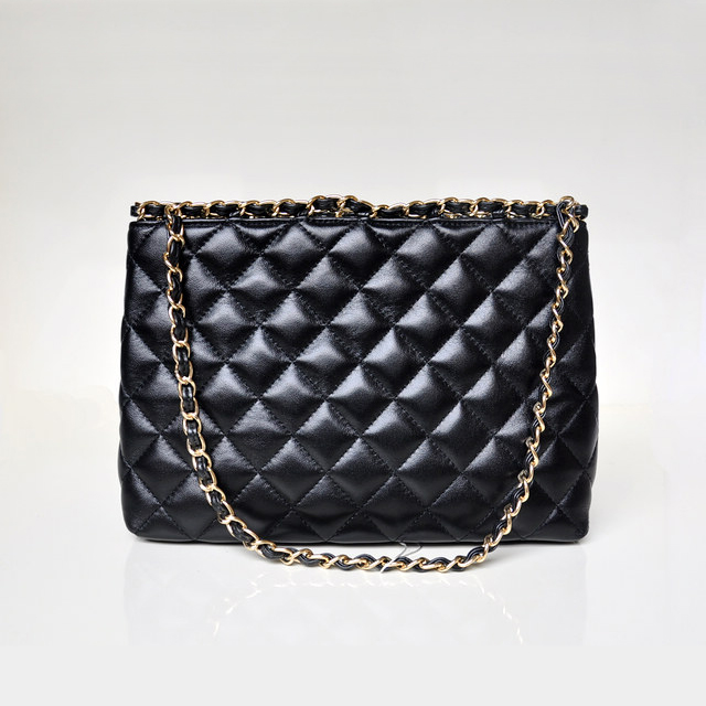 Chanel Shopping Bag Sheepskin Leather A50496 Black