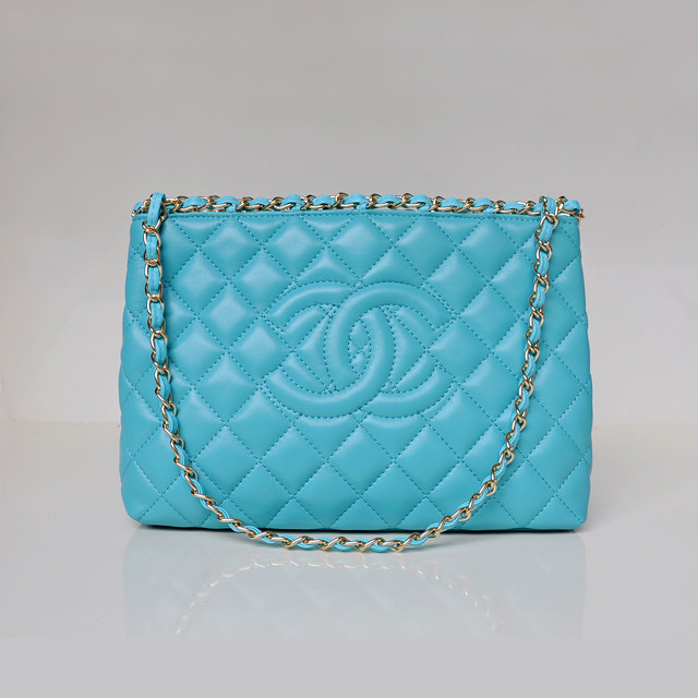 Chanel Shopping Bag Sheepskin Leather A50496 Light Blue