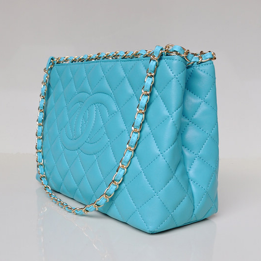 Chanel Shopping Bag Sheepskin Leather A50496 Light Blue