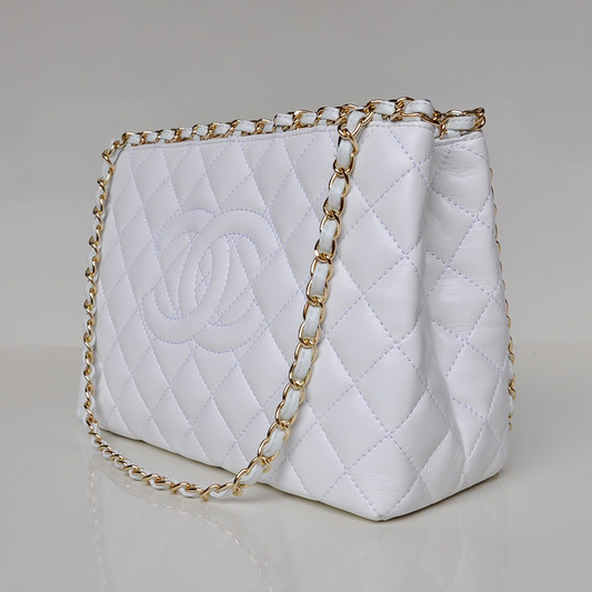 Chanel Shopping Bag Sheepskin Leather A50496 White