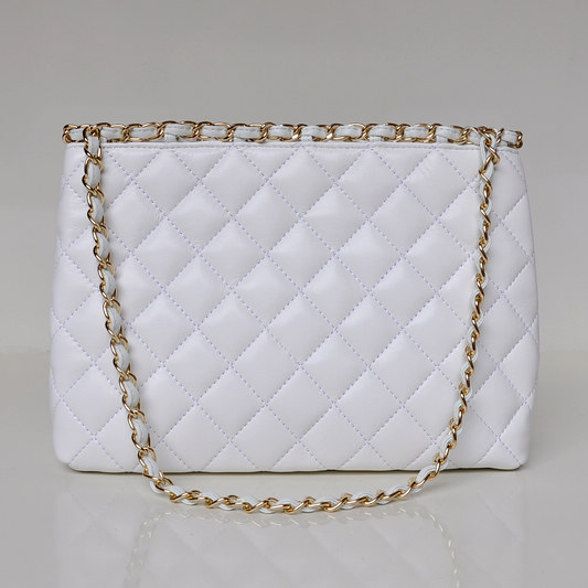 Chanel Shopping Bag Sheepskin Leather A50496 White