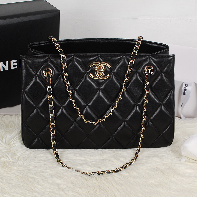 Chanel Shopping Bag Sheepskin Leather A52231 Black