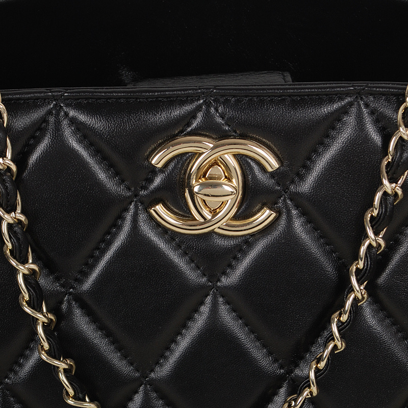 Chanel Shopping Bag Sheepskin Leather A52231 Black