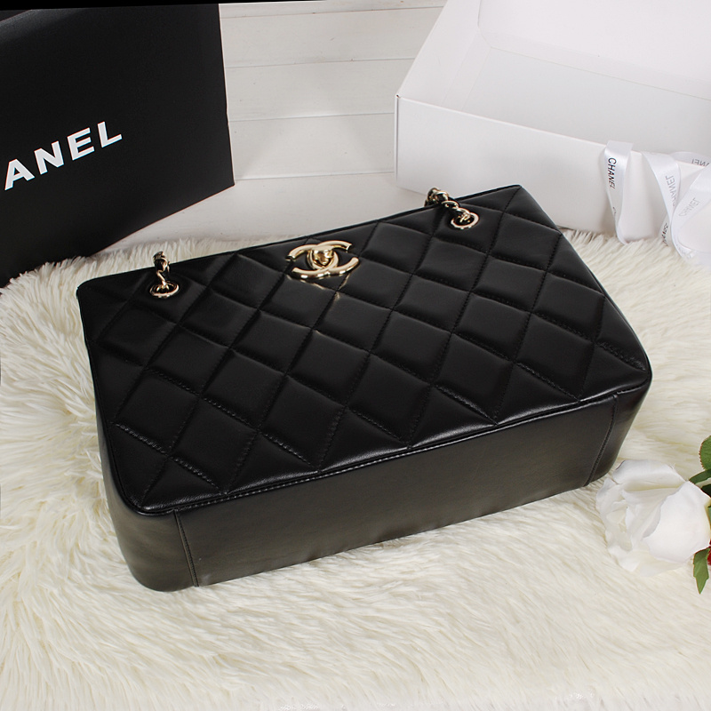 Chanel Shopping Bag Sheepskin Leather A52231 Black