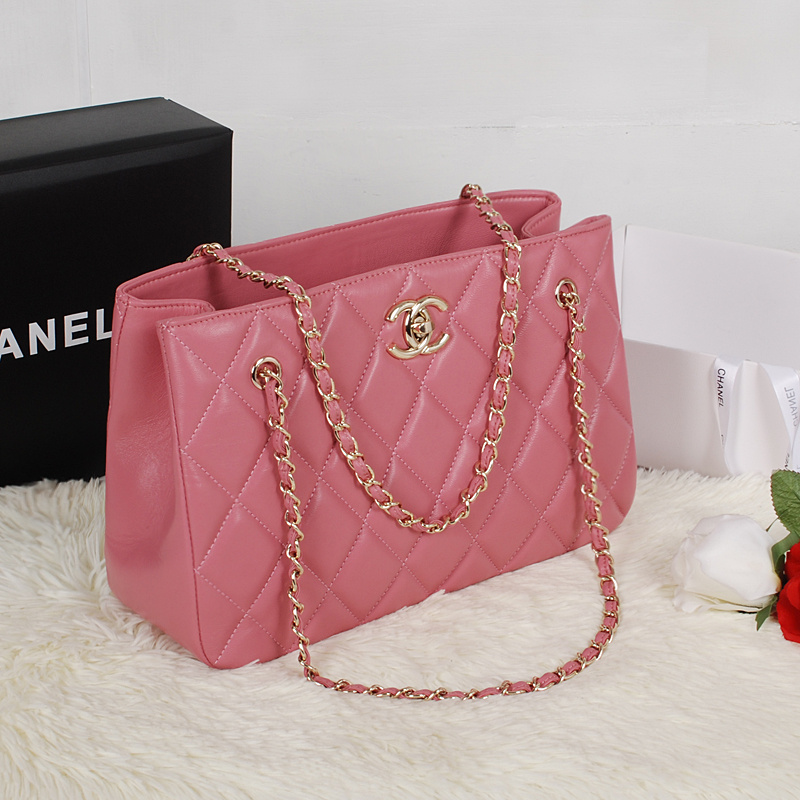 Chanel Shopping Bag Sheepskin Leather A52231 Pink