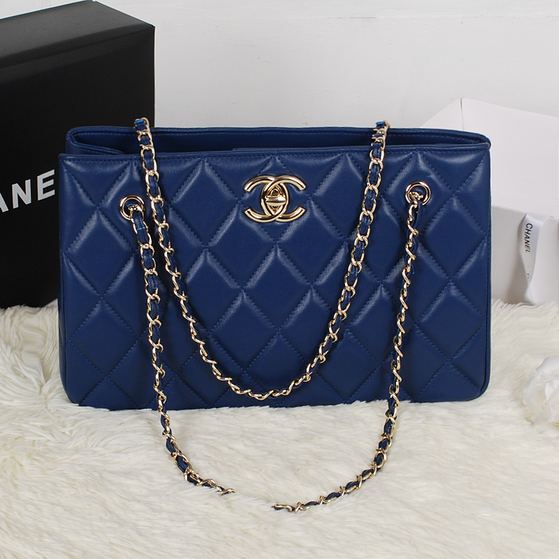 Chanel Shopping Bag Sheepskin Leather A52231 Royal blue