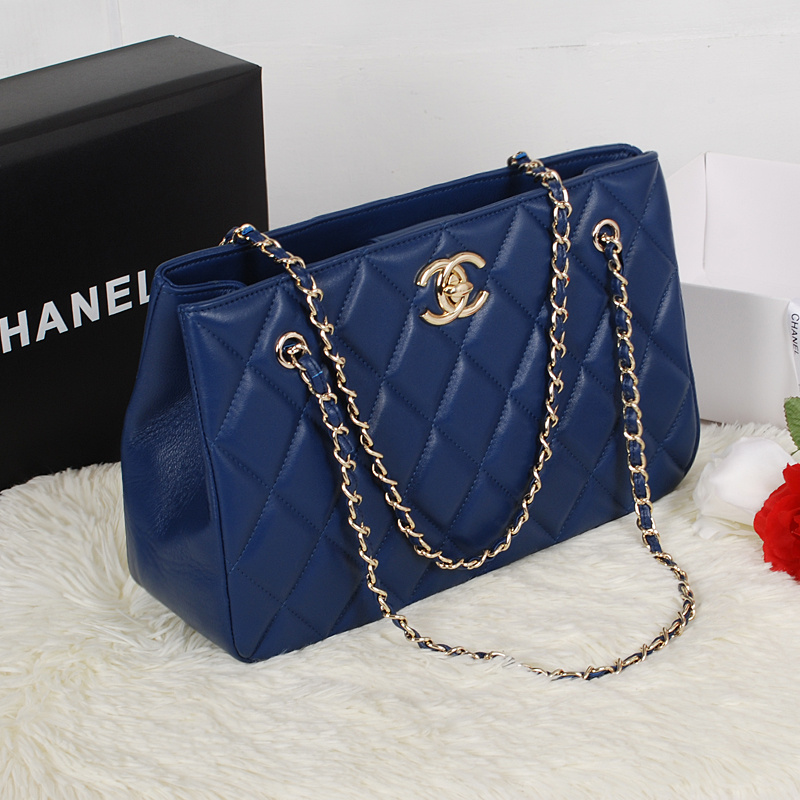 Chanel Shopping Bag Sheepskin Leather A52231 Royal blue