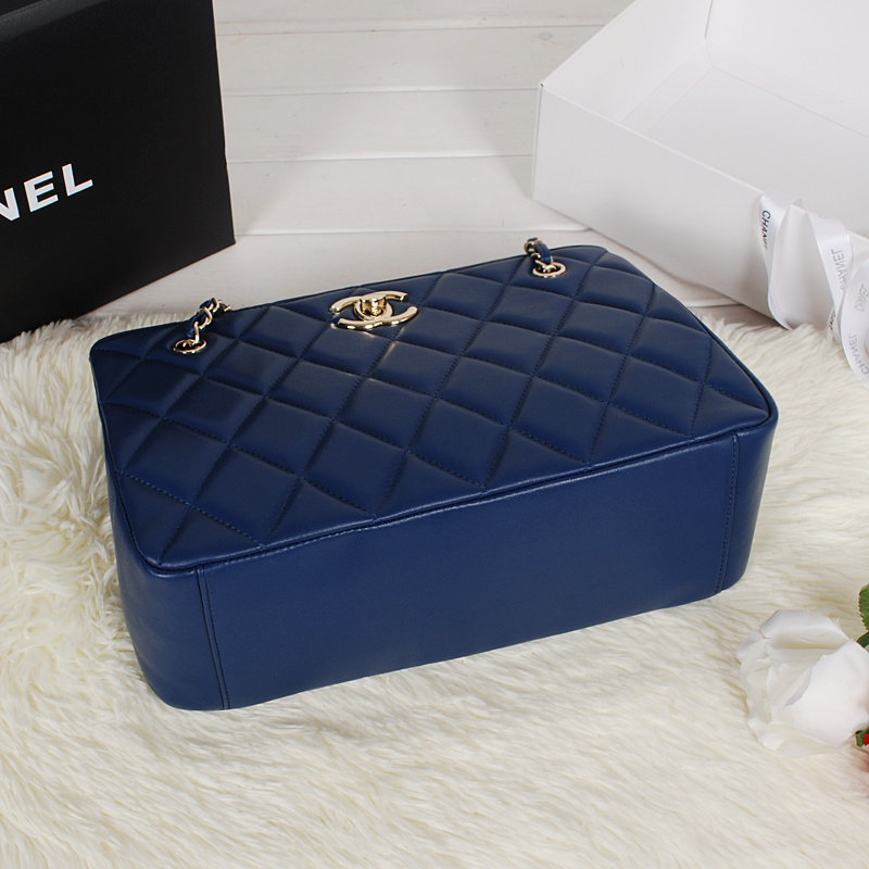 Chanel Shopping Bag Sheepskin Leather A52231 Royal blue