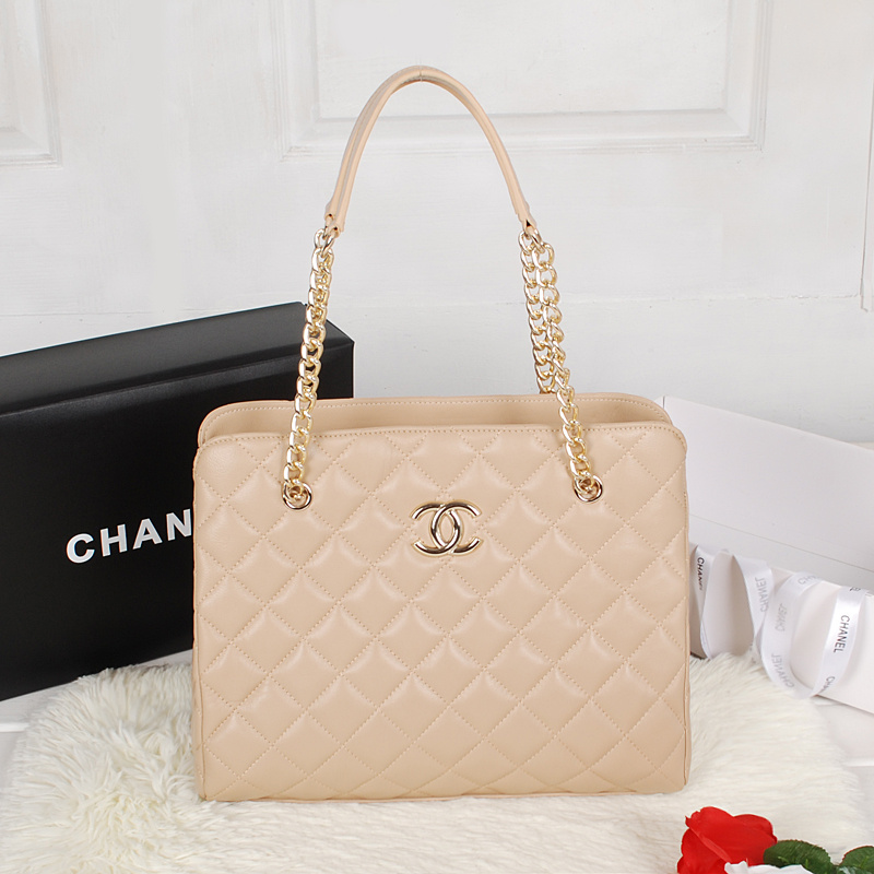 Chanel Shopping Bag Sheepskin Leather A52233 Apricot