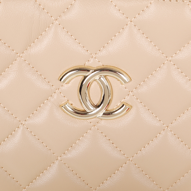 Chanel Shopping Bag Sheepskin Leather A52233 Apricot