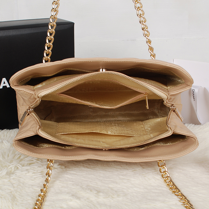 Chanel Shopping Bag Sheepskin Leather A52233 Apricot