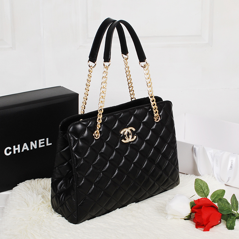 Chanel Shopping Bag Sheepskin Leather A52233 Black