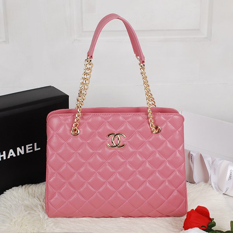 Chanel Shopping Bag Sheepskin Leather A52233 Cherry pink