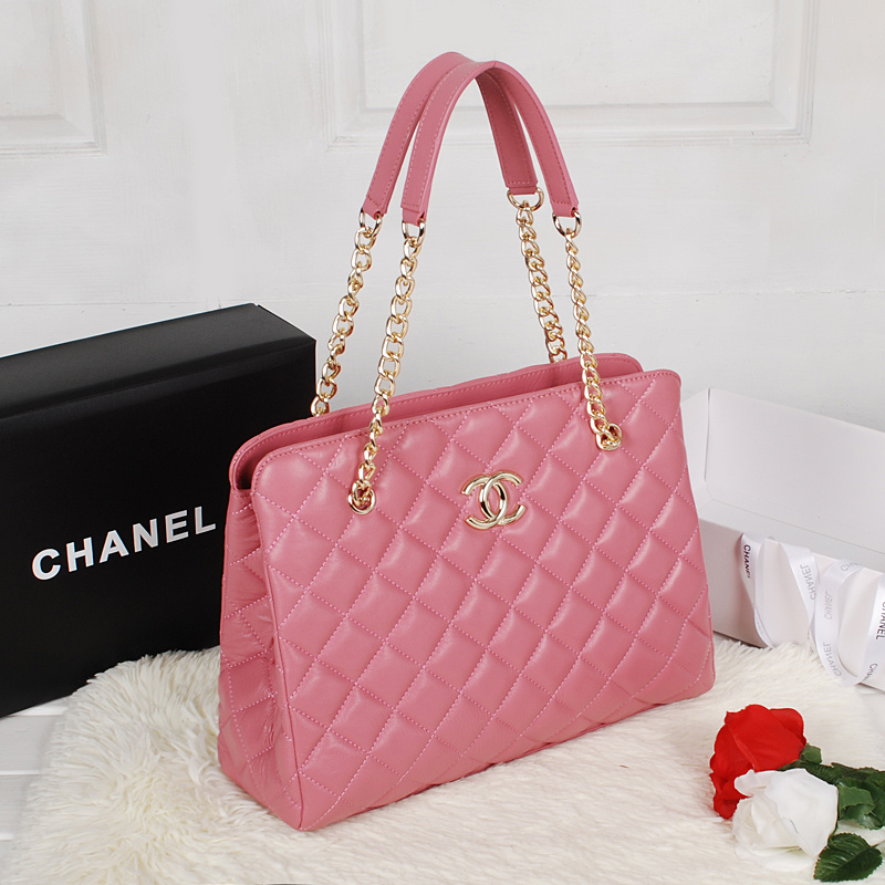 Chanel Shopping Bag Sheepskin Leather A52233 Cherry pink