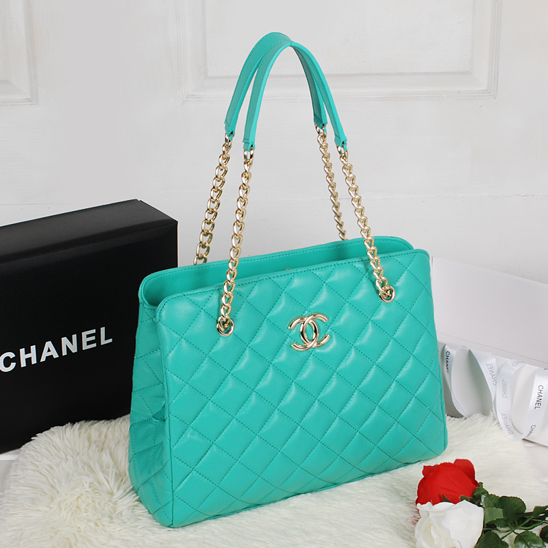 Chanel Shopping Bag Sheepskin Leather A52233 Green