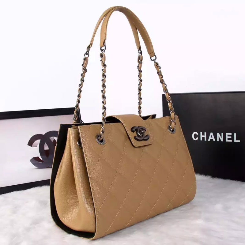 Chanel Shopping Bag in Original Caviar Leather A1870 Apricot